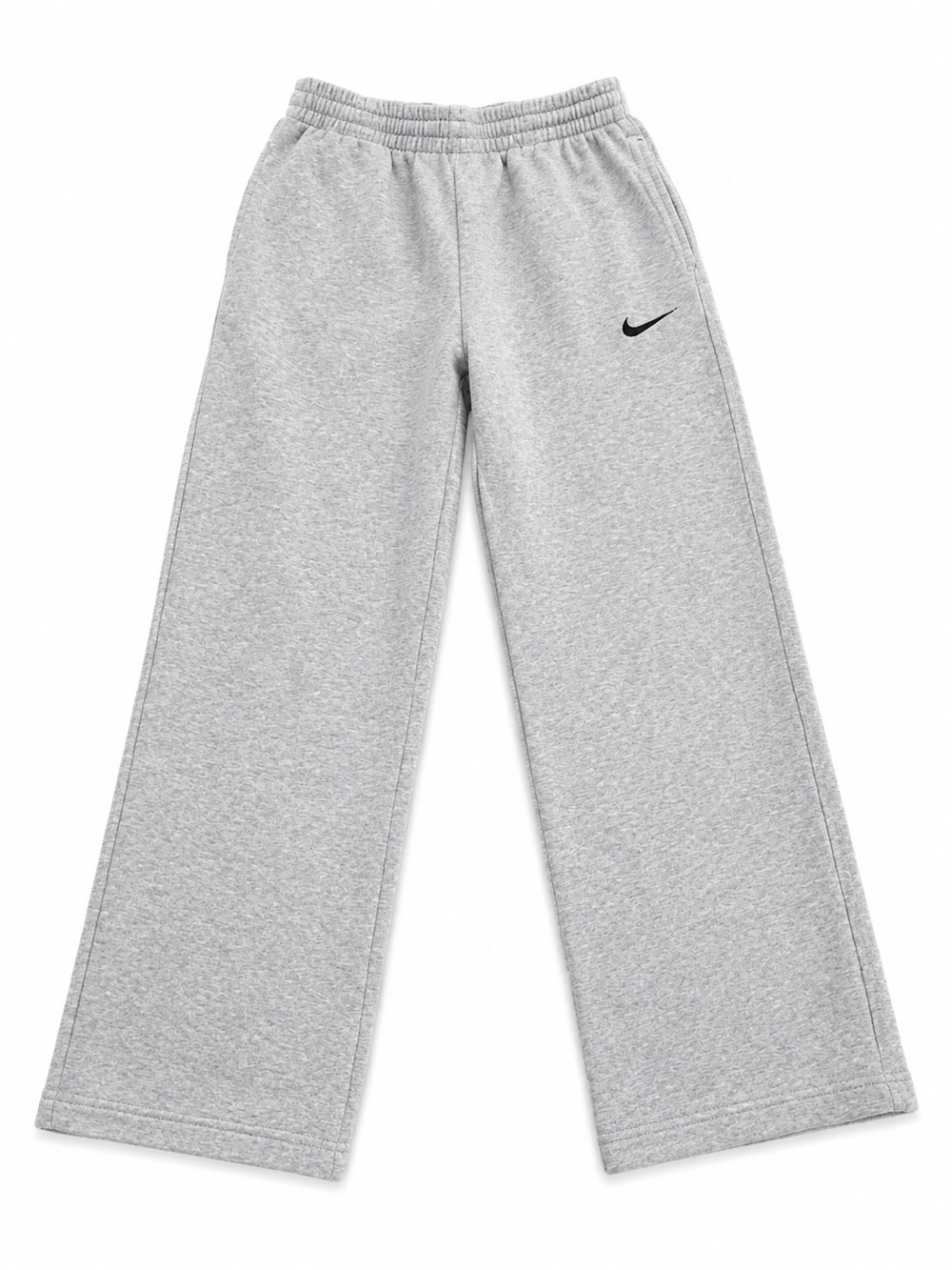 Nike Kids Light Gray Wide-Leg Sweatpants with Black Swoosh